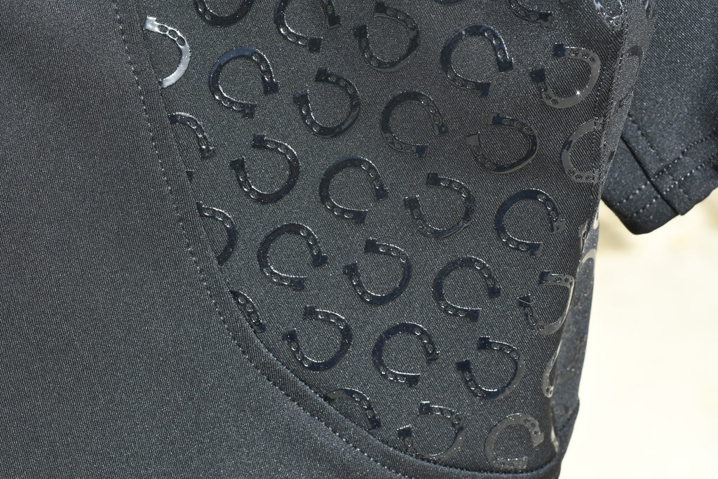 Pantalon d'Équitation noir et détails pailletés - Rose clair - PRE COMMANDE