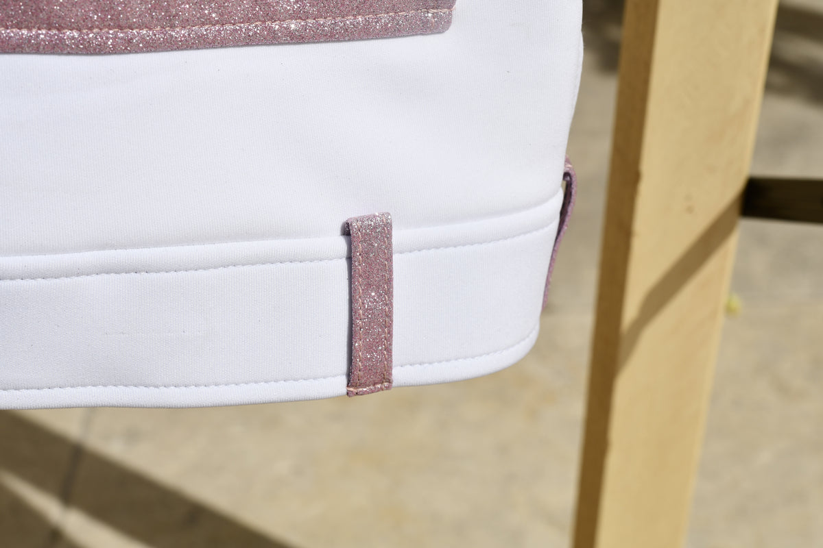 Pantalon d'Équitation blanc et détails pailletés - Rose clair - PRE COMMANDE