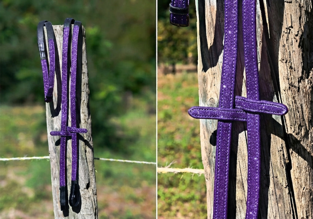 Rênes à paillette - Cuir Noir - Divers coloris  - PRE-COMMANDE